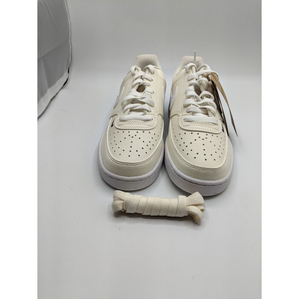 Nike Women's Court Vision Low Next Nature, White Black Pale Ivory, 7.5 Medium US - Picture 7 of 10